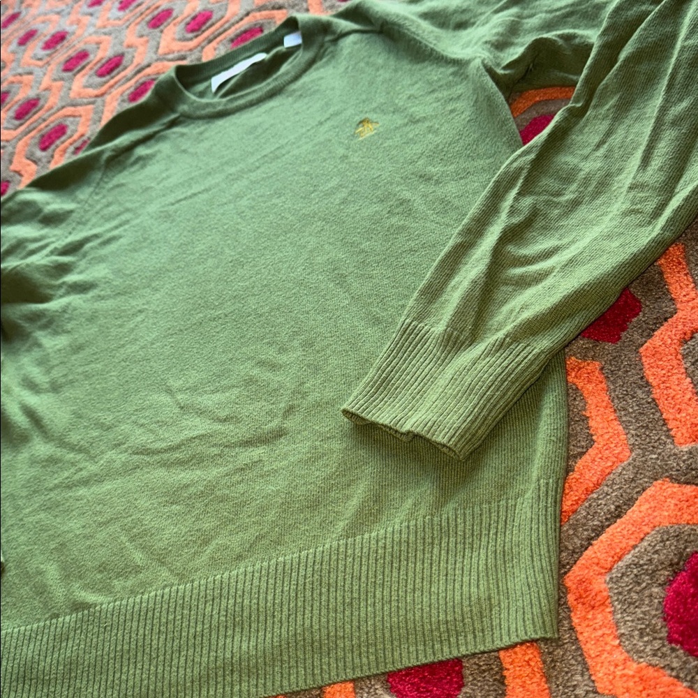 MAKE OFFER Original Penguin Munsingwear Olive Green Crewneck Sweater Men's Small
